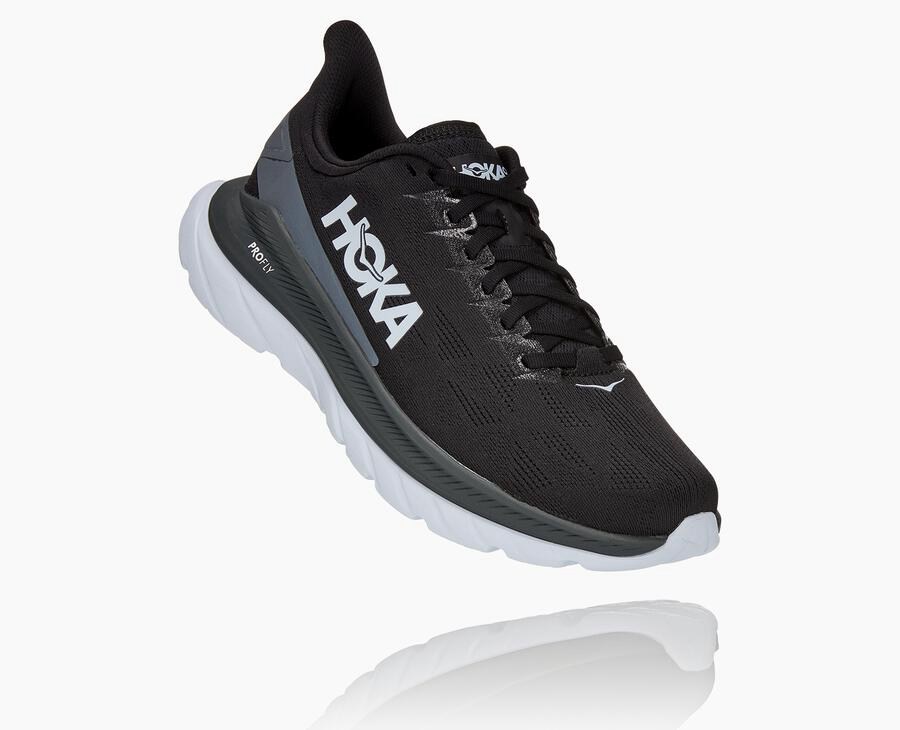 Hoka Australia One One Mach 4 - Mens Running Shoes Black/White - KASRL-9275